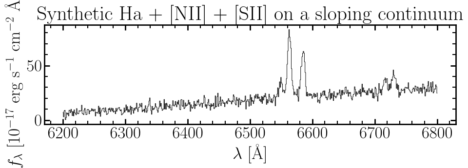Synthetic Ha + [NII] + [SII] on a sloping continuum